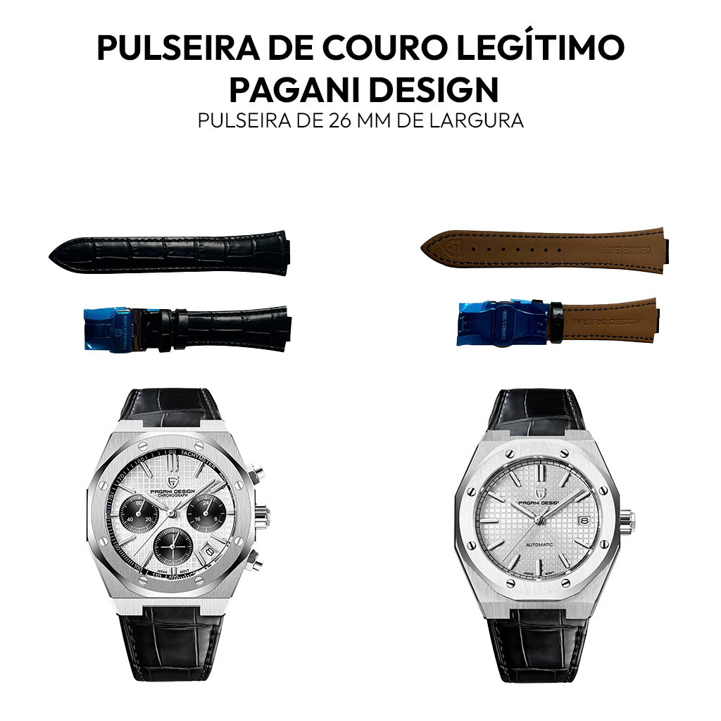 Pagani Design Genuine Leather Watch Strap 26mm x 230mm - On the wrist
