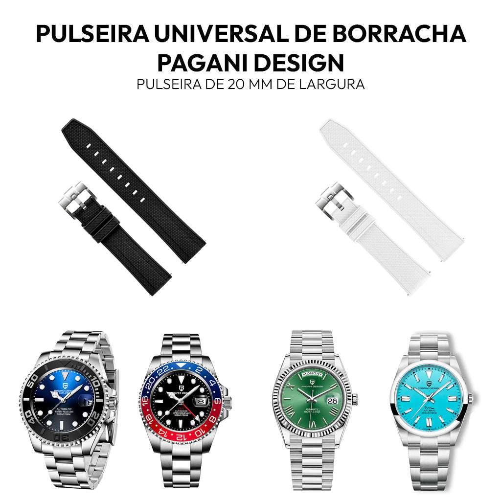 Pagani Design Rubber Watch Strap 20mm x 230mm - On the wrist