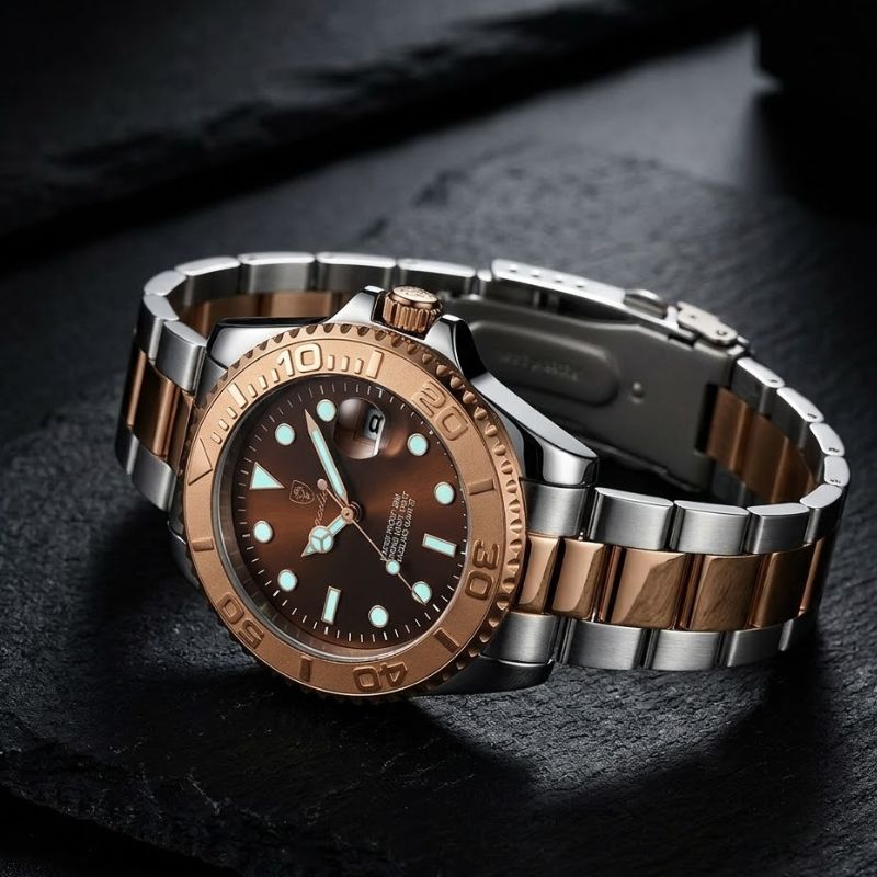 Poedagar Submariner Rose Gold Brown - Case and bracelet