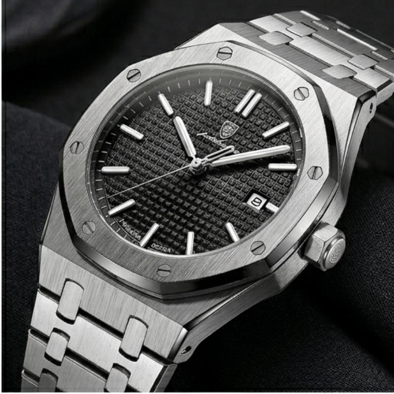Relógio Poedagar Deluxe Octagon Silver Black - Dial