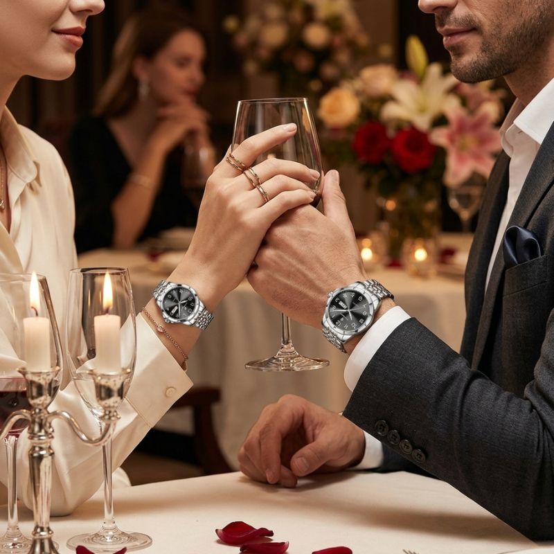 Relógio Poedagar Dual Essence Silver Black - On the wrist