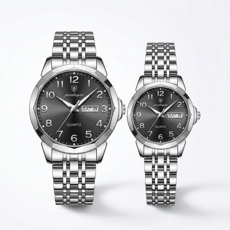 Relógio Poedagar Dual Essence Silver Black - Dial