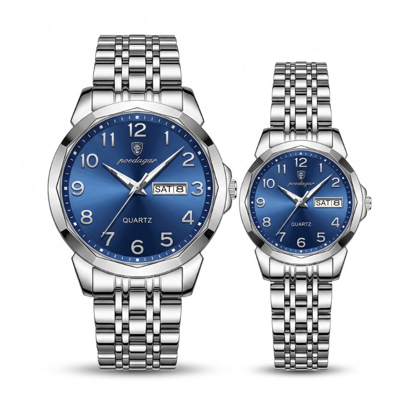 Relógio Poedagar Dual Essence Silver Blue - On the wrist
