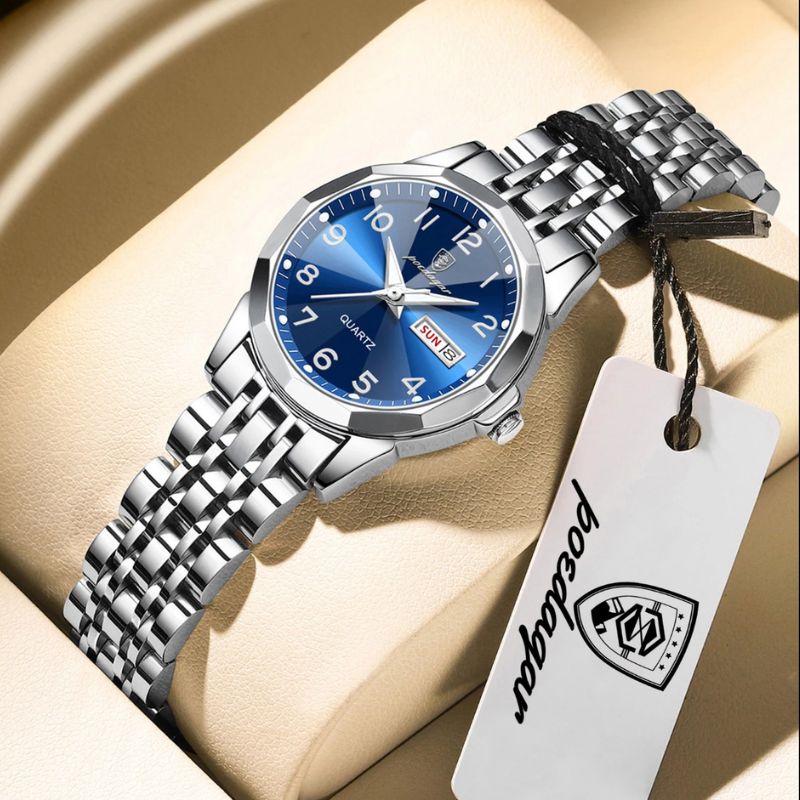 Relógio Poedagar Dual Essence Silver Blue - Case and bracelet