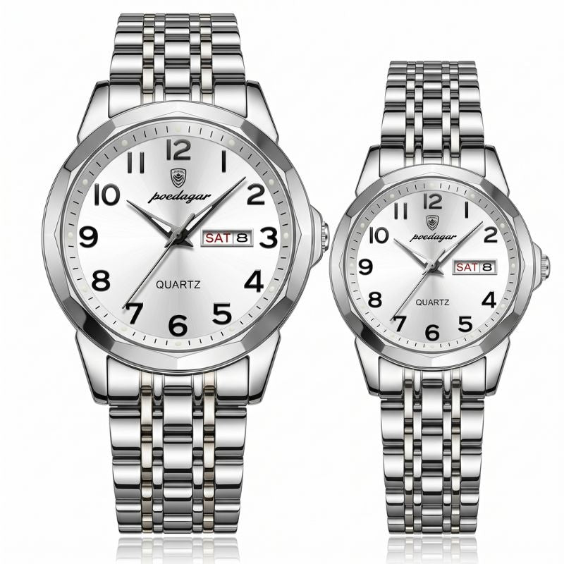 Relógio Poedagar Dual Essence Silver White - On the wrist