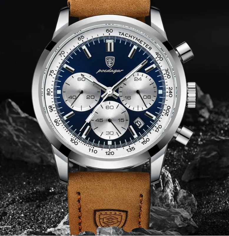 Poedagar Etienne Silver Blue - Case and bracelet