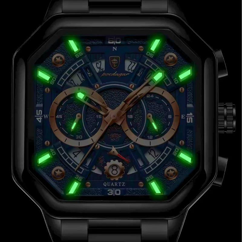 Poedagar Loretto Black Blue - Case and bracelet
