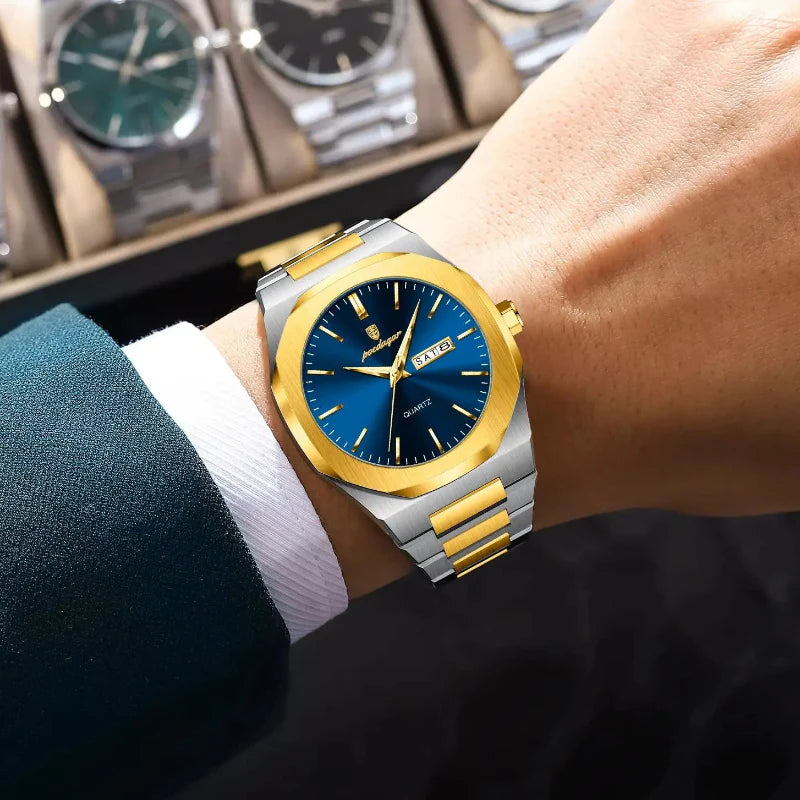 Poedagar Monticello Gold Blue - Case and bracelet