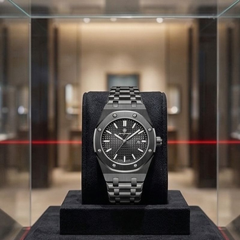 Relógio Poedagar Deluxe Octagon All Black - Case and bracelet