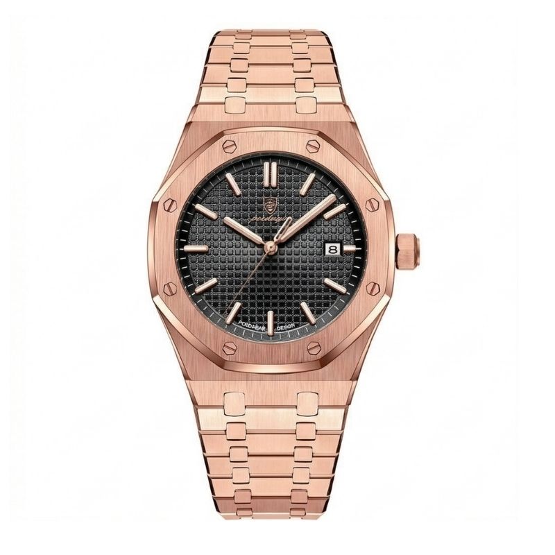 Relógio Poedagar Deluxe Octagon Rosé Black - Finishing