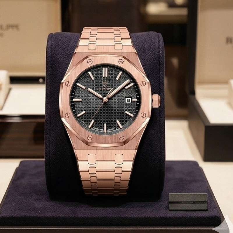Relógio Poedagar Deluxe Octagon Rosé Black - Dial