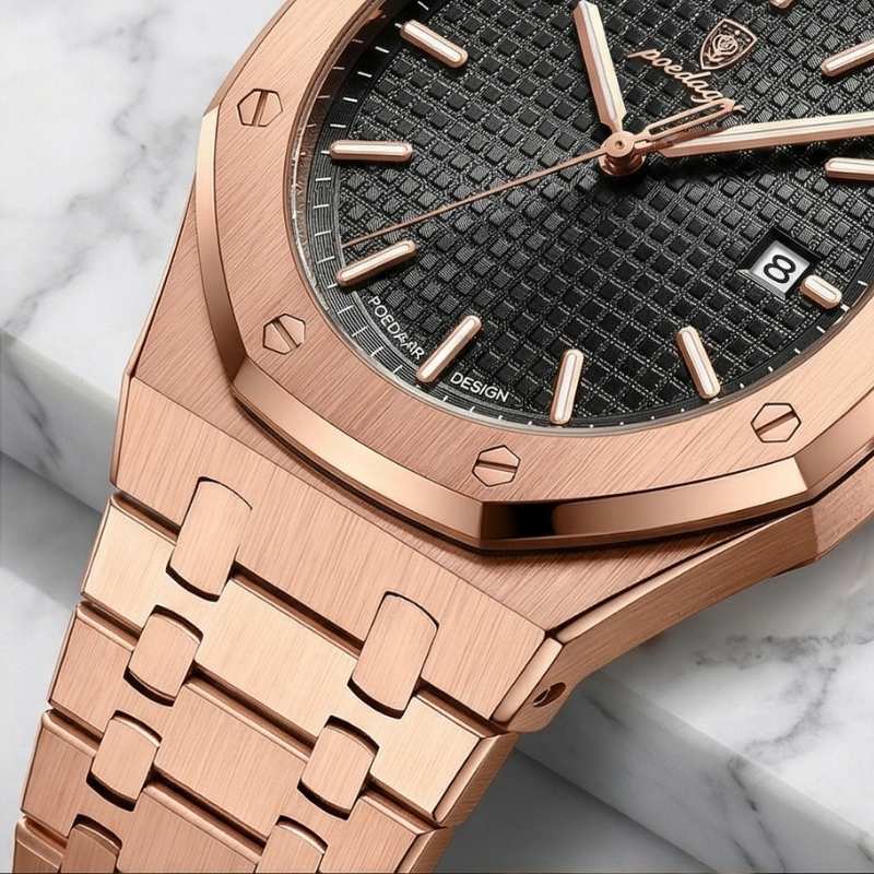 Relógio Poedagar Deluxe Octagon Rosé Black - Technical detail