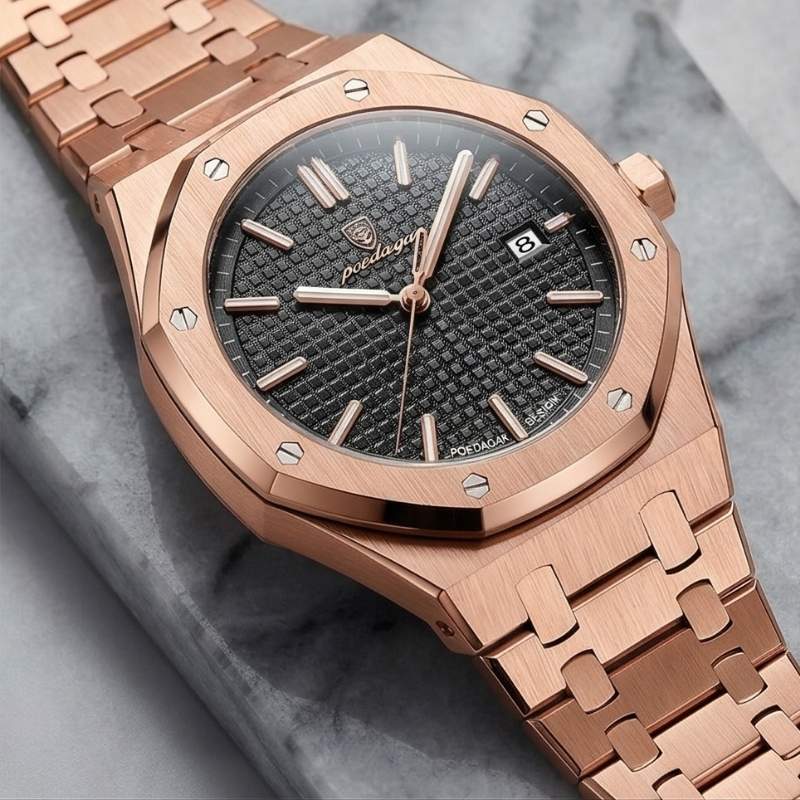 Relógio Poedagar Deluxe Octagon Rosé Black - Presentation