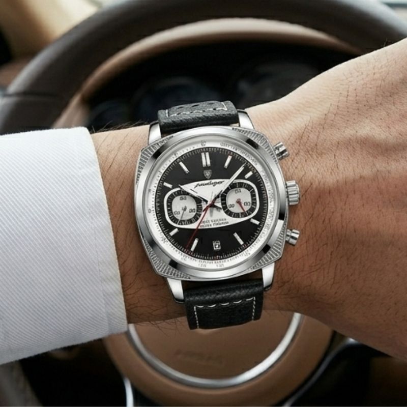 Relógio Poedagar Dominium Chrono Silver Black - On the wrist
