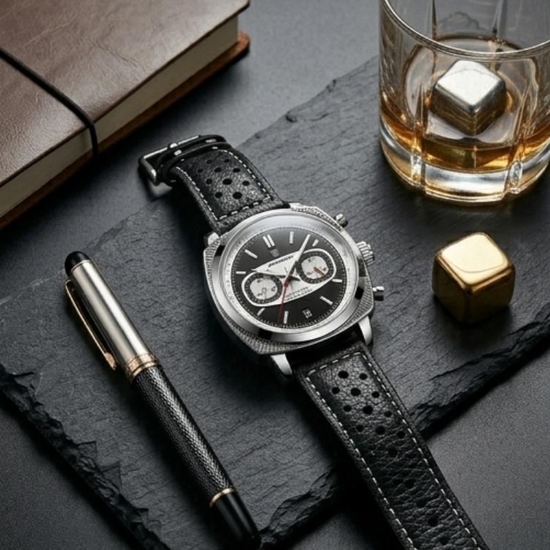 Relógio Poedagar Dominium Chrono Silver Black - Dial