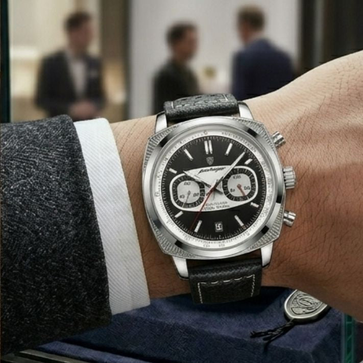 Relógio Poedagar Dominium Chrono Silver Black - Case and bracelet