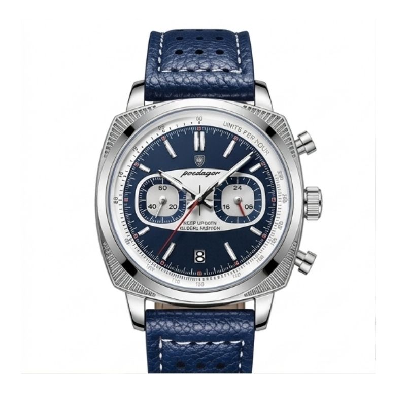 Relógio Poedagar Dominium Chrono Silver Blue - Finishing