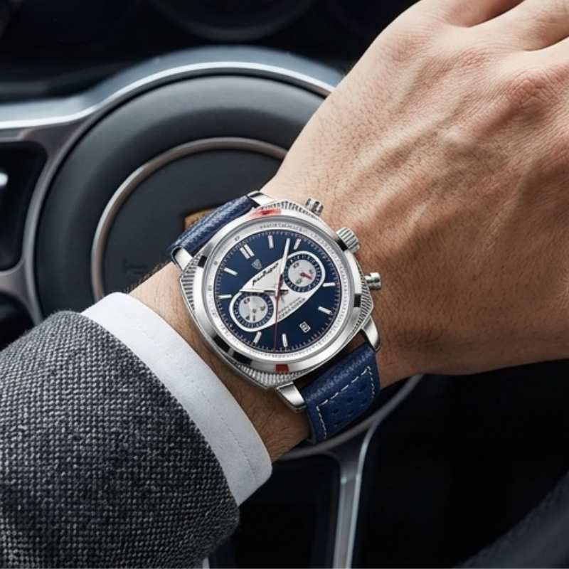 Relógio Poedagar Dominium Chrono Silver Blue - On the wrist