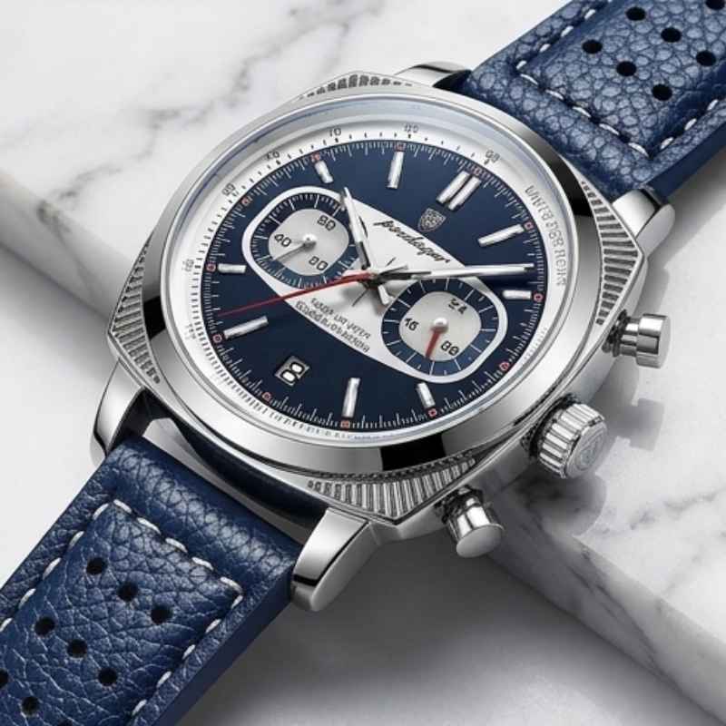 Relógio Poedagar Dominium Chrono Silver Blue - Dial