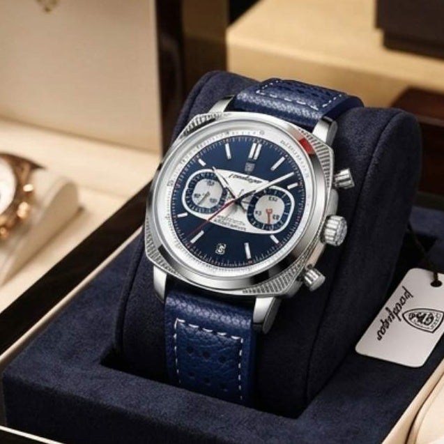 Relógio Poedagar Dominium Chrono Silver Blue - Case and bracelet