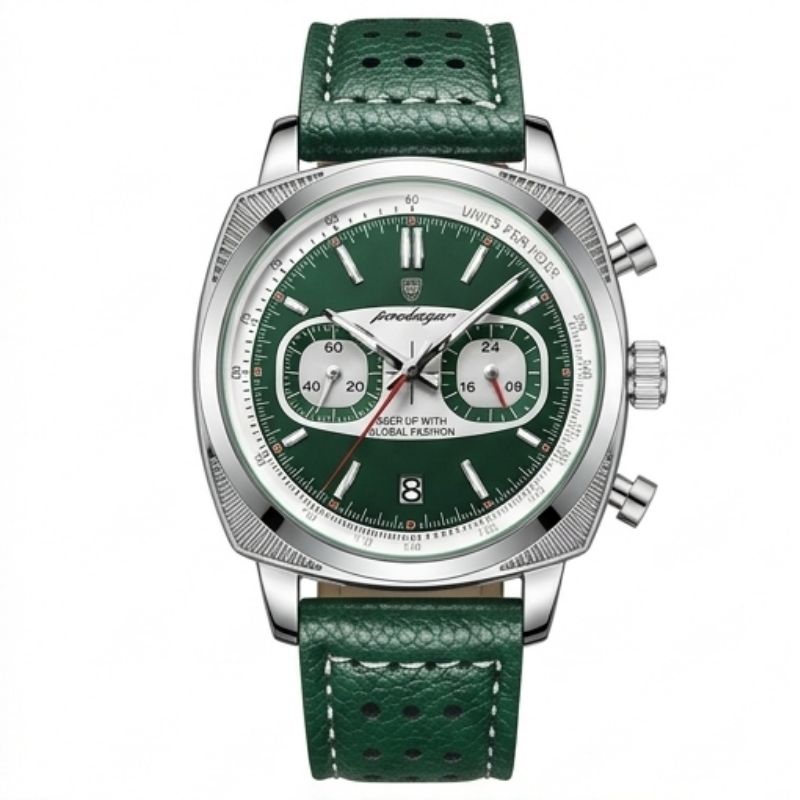 Relógio Poedagar Dominium Chrono Silver Green - Finishing