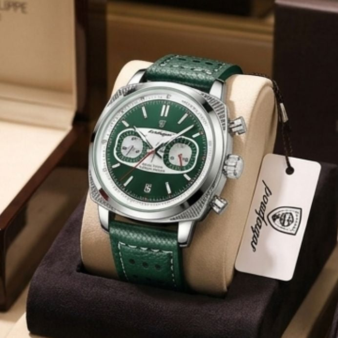 Relógio Poedagar Dominium Chrono Silver Green - Dial