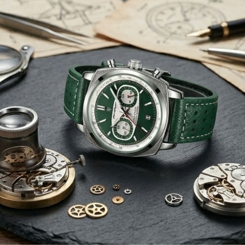 Relógio Poedagar Dominium Chrono Silver Green - Presentation