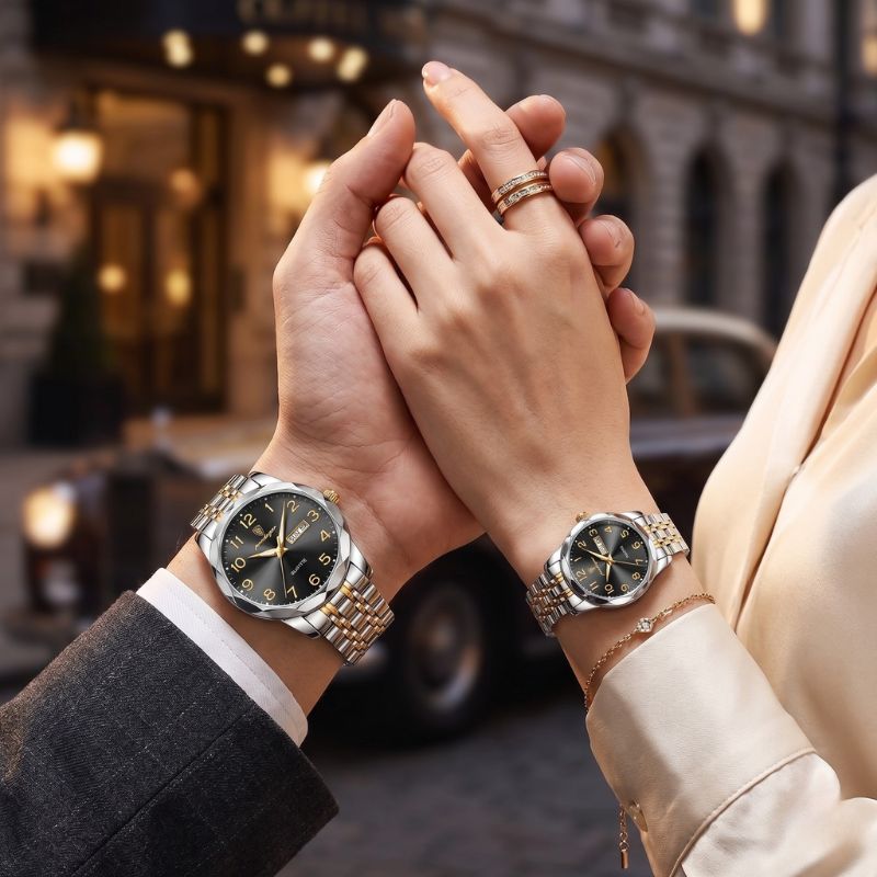 Relógio Poedagar Dual Essence Gold Black - On the wrist