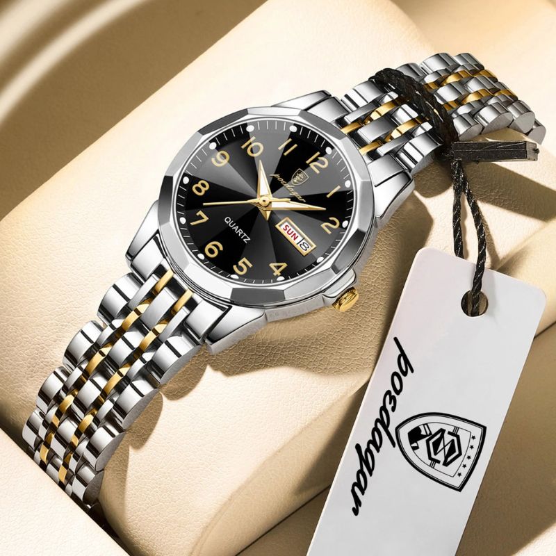 Relógio Poedagar Dual Essence Gold Black - Case and bracelet