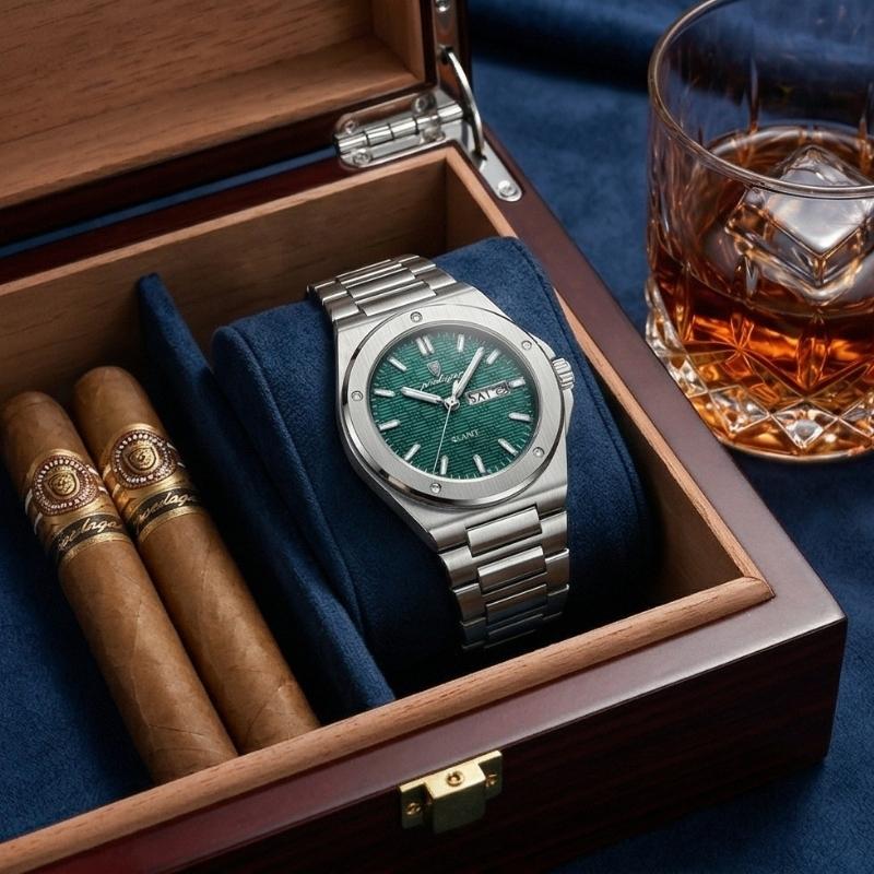 Relógio Poedagar Majesty Silver Blue - Case and bracelet