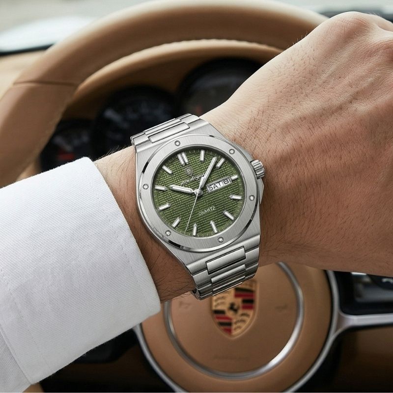 Relógio Poedagar Majesty Silver Green - On the wrist