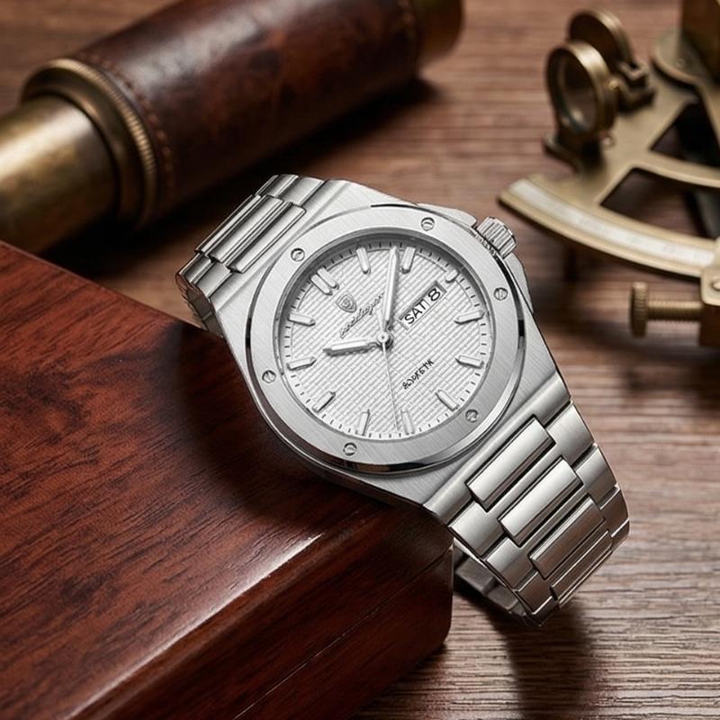 Relógio Poedagar Majesty Silver White - Case and bracelet