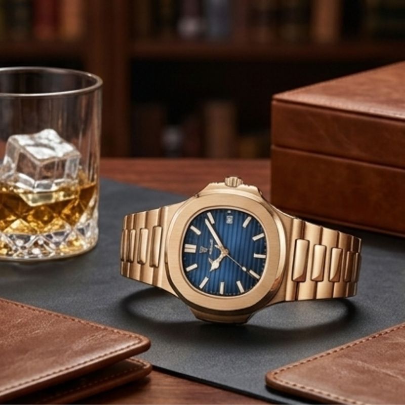 Relógio Poedagar Nautilus Rose Blue - Case and bracelet