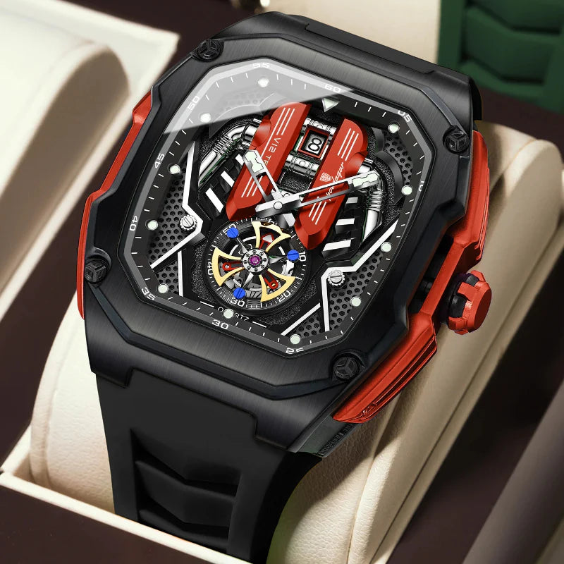 Relógio Poedagar Velocity Black Red - Dial