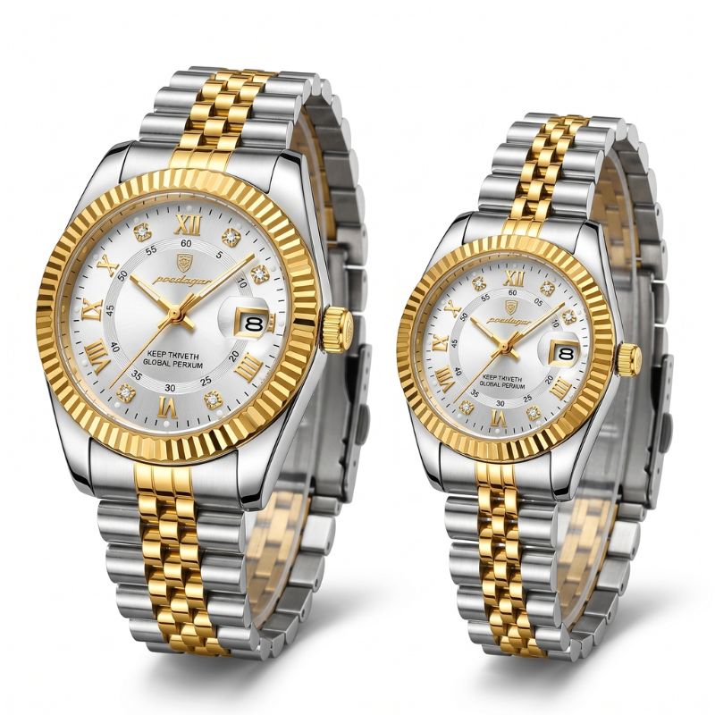 Relógio Poedagar Royal Duo Gold White - Finishing