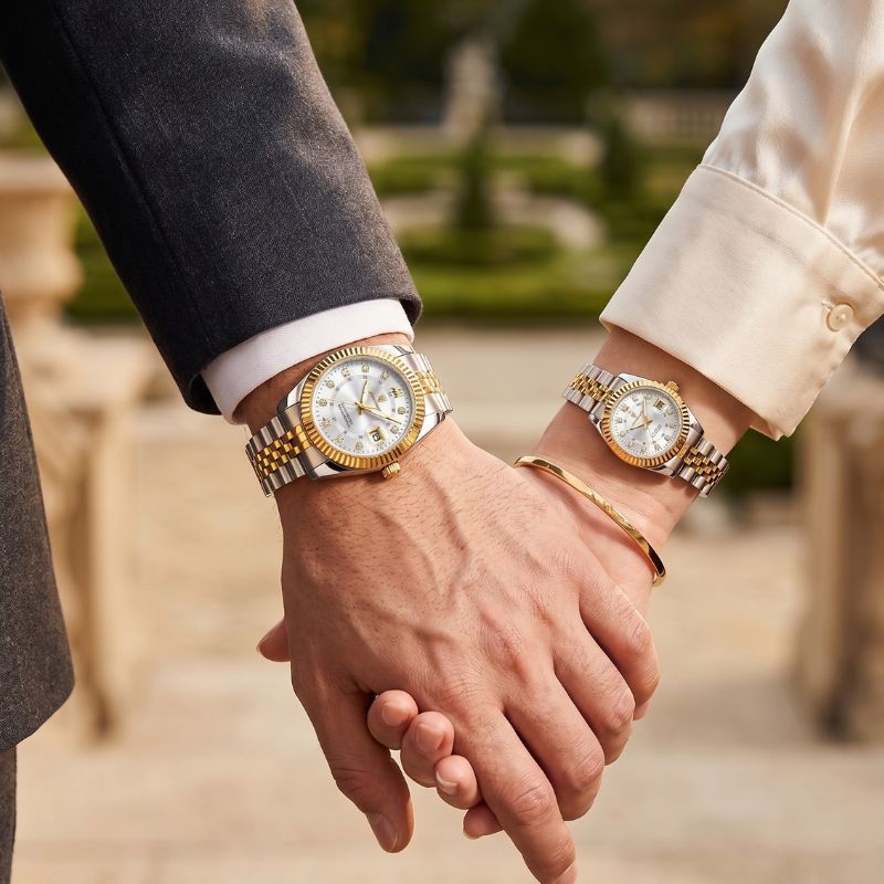 Relógio Poedagar Royal Duo Gold White - On the wrist