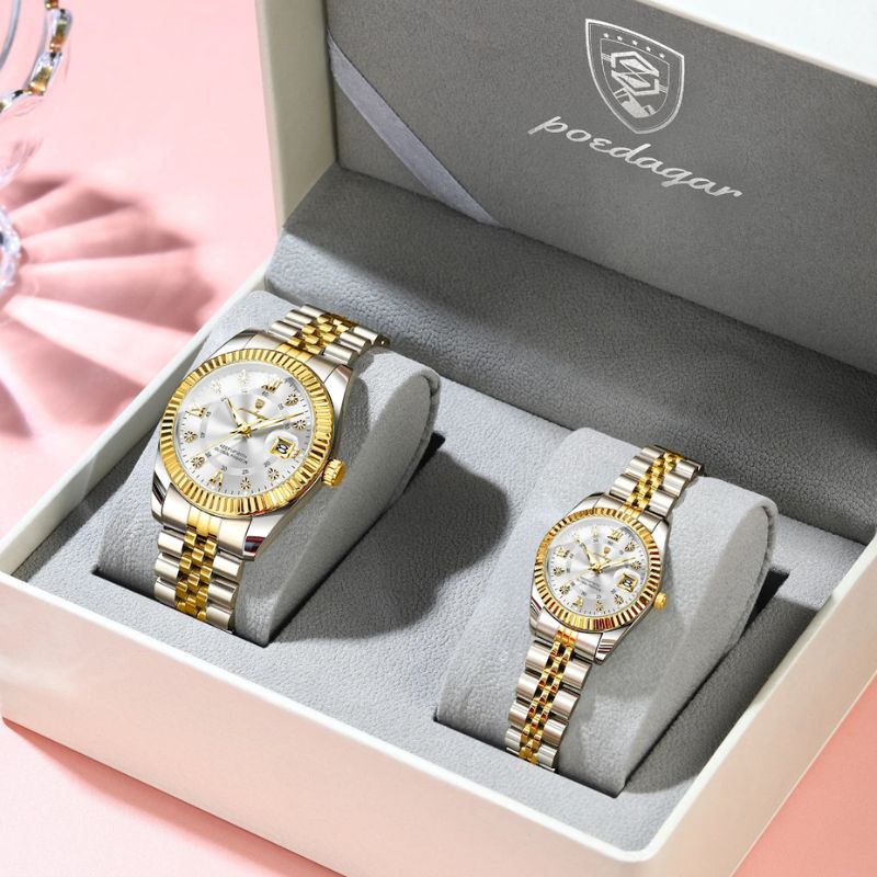 Relógio Poedagar Royal Duo Gold White - Dial
