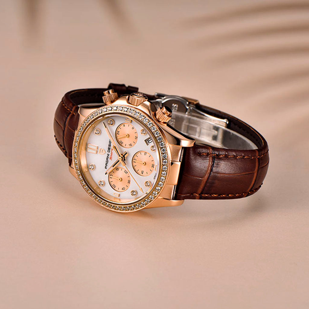 Women's Watch Pagani Design Daisy Gold Brown - Presentation