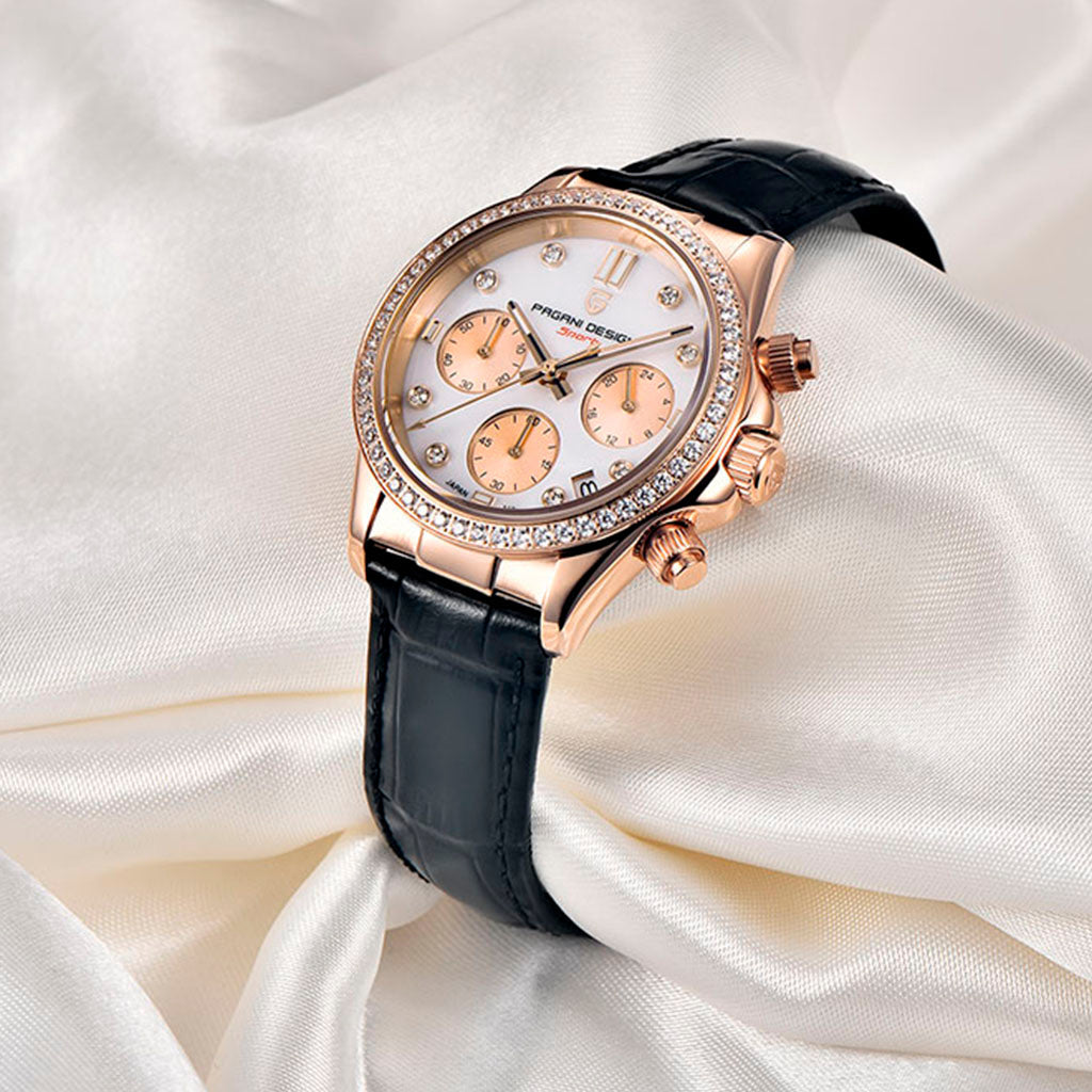 Women's Watch Pagani Design Daisy Gold Black - On the wrist