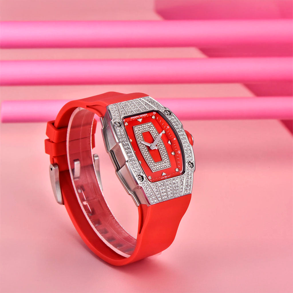 Women's Watch Pagani Design Marigold Red Silver - On the wrist