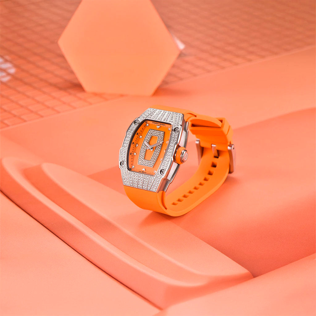 Women's Watch Pagani Design Marigold Orange Silver - Case and bracelet