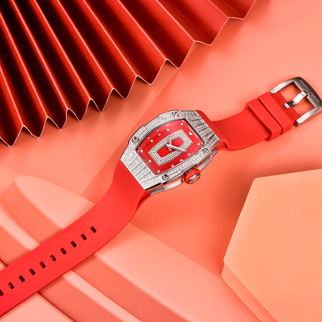 Women's Watch Pagani Design Marigold Red Silver - Case and bracelet