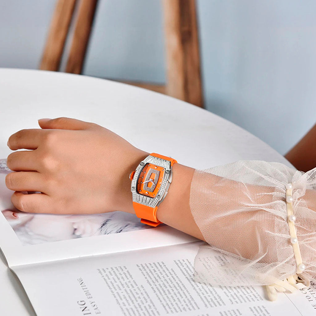 Women's Watch Pagani Design Marigold Orange Silver - On the wrist