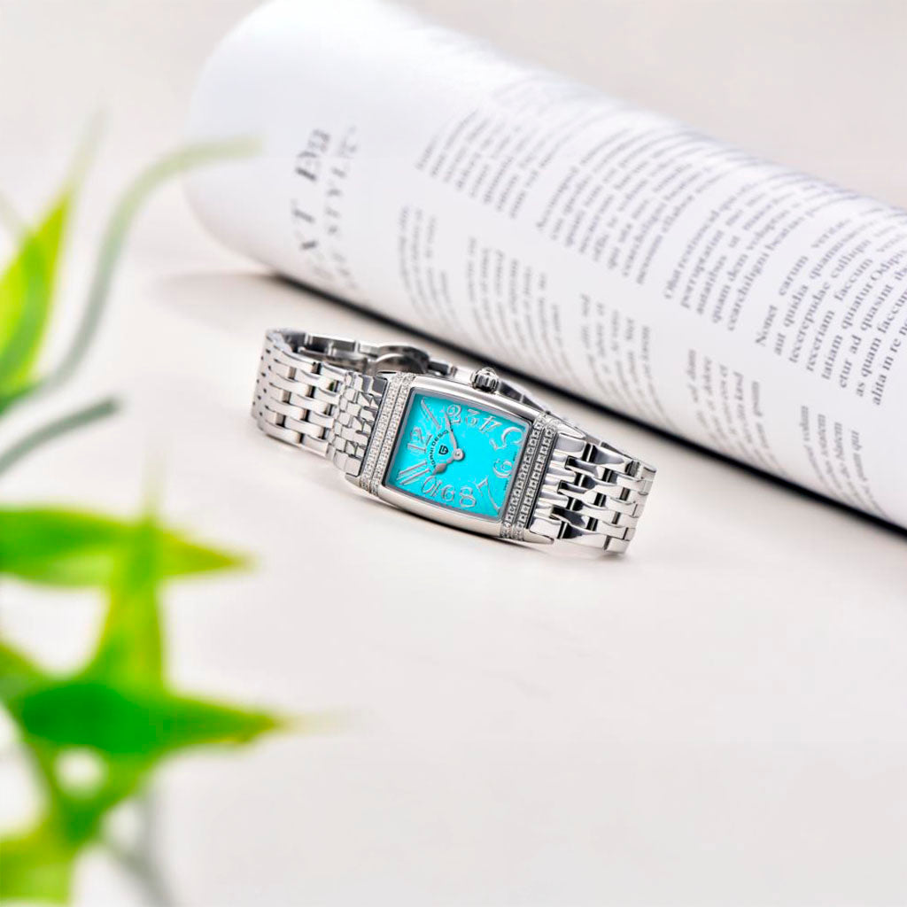 Women's Watch Pagani Design Sunflower Silver Blue - Case and bracelet