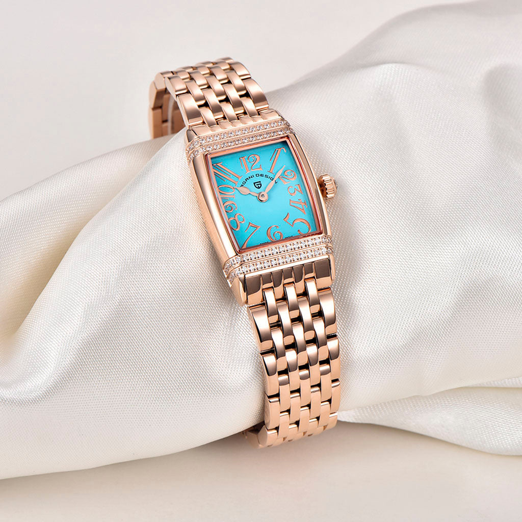 Women's Watch Pagani Design Sunflower Gold Blue - Case and bracelet