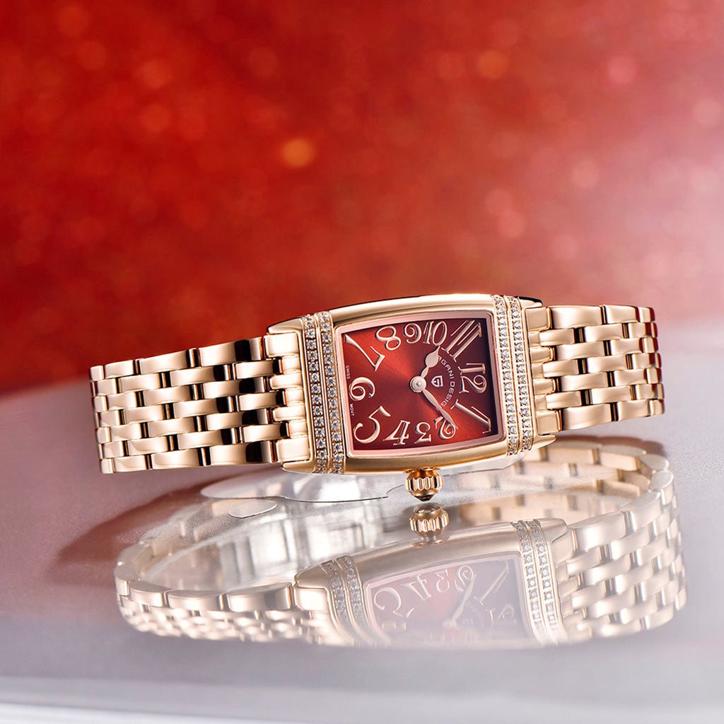 Women's Watch Pagani Design Sunflower Gold Red - On the wrist