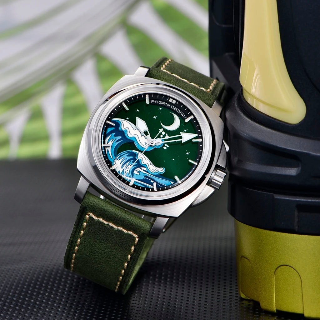 Pagani Design Wave Silver Green - Case and bracelet